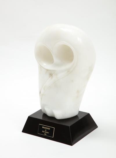 Mid Century Modern Carrara Marble Abstract Owl Sculpture