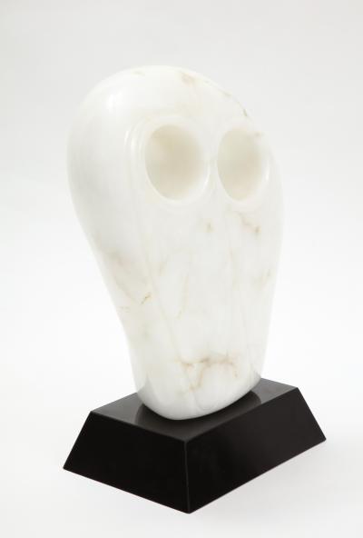 Mid Century Modern Carrara Marble Abstract Owl Sculpture