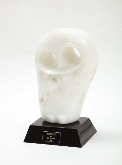 Mid Century Modern Carrara Marble Abstract Owl Sculpture
