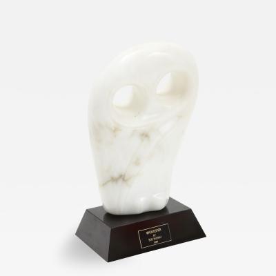 Mid Century Modern Carrara Marble Abstract Owl Sculpture