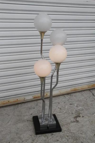 Mid Century Modern Cascading Multi Bulb Chrome Floor Lamp
