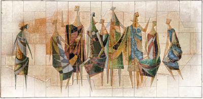 Mid Century Modern Ceramic Wall Panel