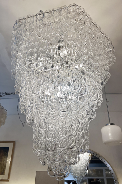Mid Century Modern Chandelier by Angelo Mangiarotti for Vistosi 1970s
