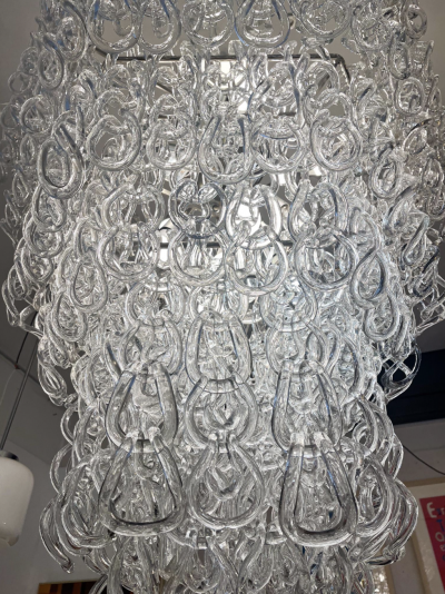 Mid Century Modern Chandelier by Angelo Mangiarotti for Vistosi 1970s