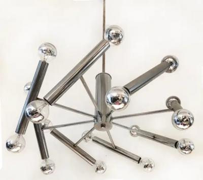 Mid Century Modern Chrome Sputnik 16 Light Chandelier Wired and Working