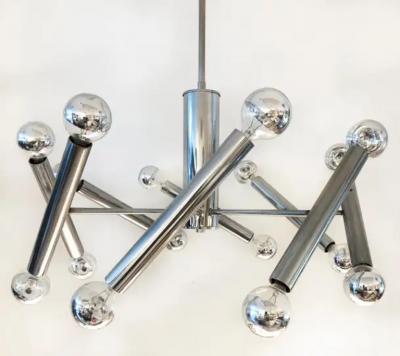 Mid Century Modern Chrome Sputnik 16 Light Chandelier Wired and Working