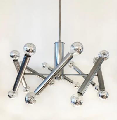 Mid Century Modern Chrome Sputnik 16 Light Chandelier Wired and Working
