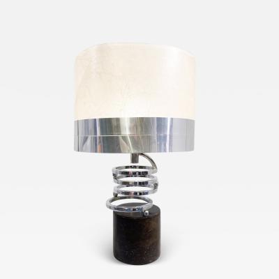 Mid Century Modern Chrome and Leather Table Lamp