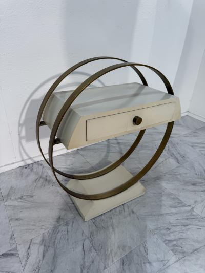 Mid Century Modern Circular Side Table with Drawer