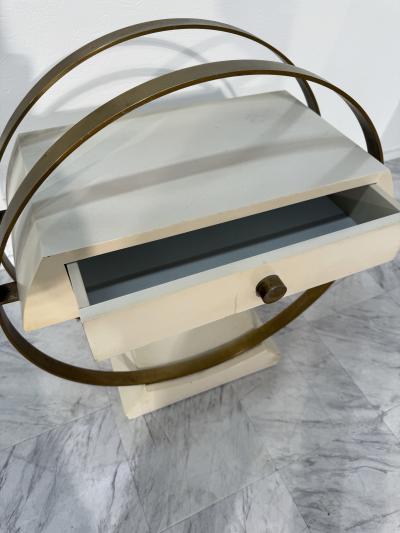 Mid Century Modern Circular Side Table with Drawer