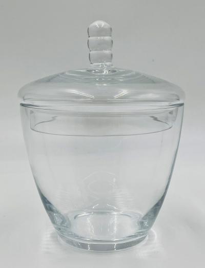 Mid Century Modern Clear Glass Lidded Candy Jar or Sugar Bowl