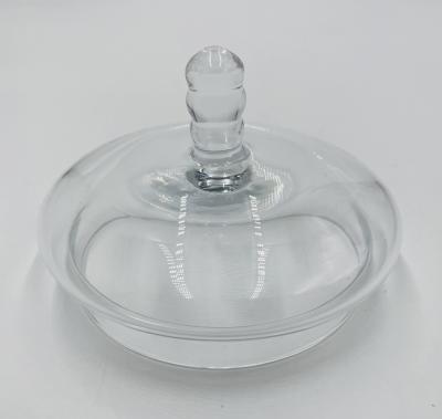 Mid Century Modern Clear Glass Lidded Candy Jar or Sugar Bowl