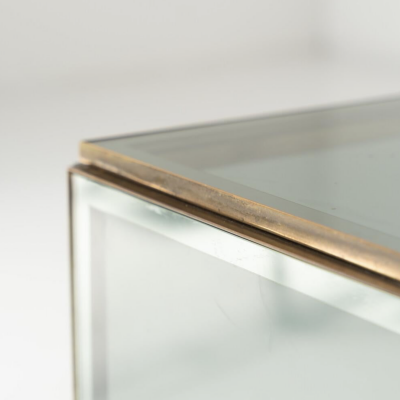 Mid Century Modern Coffee Table Bar Metal and Glass 1970s