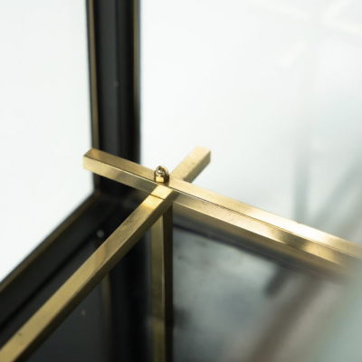 Mid Century Modern Coffee Table Bar Metal and Glass 1970s