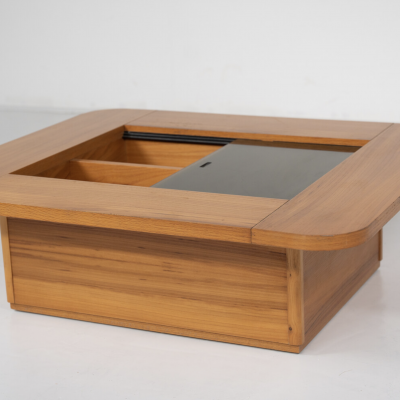 Mid Century Modern Coffee Table Wood and Glass 1970s