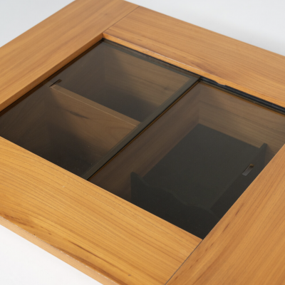 Mid Century Modern Coffee Table Wood and Glass 1970s