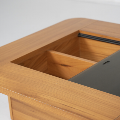 Mid Century Modern Coffee Table Wood and Glass 1970s