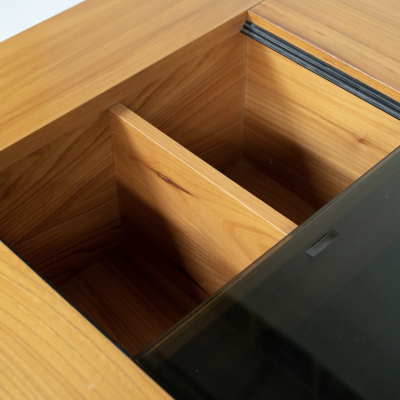 Mid Century Modern Coffee Table Wood and Glass 1970s