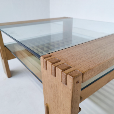 Mid Century Modern Coffee table by Rivadossi wood and glass Italy 1950s 