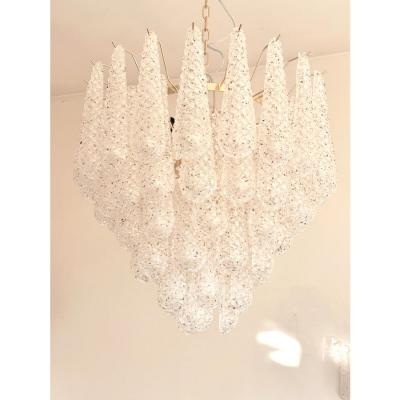 Mid Century Modern Conchiglie Murano Glass Gold Chandelier