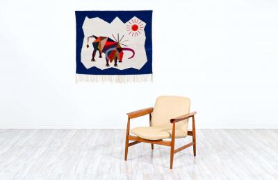 Mid Century Modern Cubist Bull Wall Art Tapestry