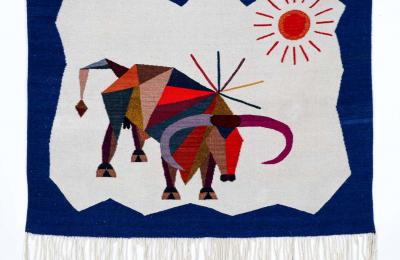 Mid Century Modern Cubist Bull Wall Art Tapestry