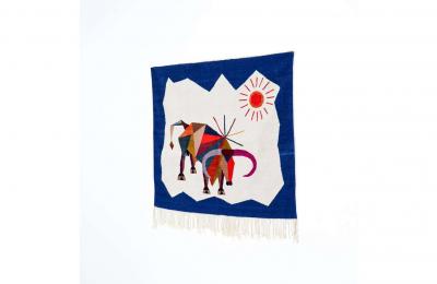 Mid Century Modern Cubist Bull Wall Art Tapestry