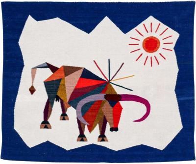 Mid Century Modern Cubist Bull Wall Art Tapestry