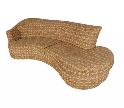Mid Century Modern Curved Serpentine Sofa or Chaise Lounge