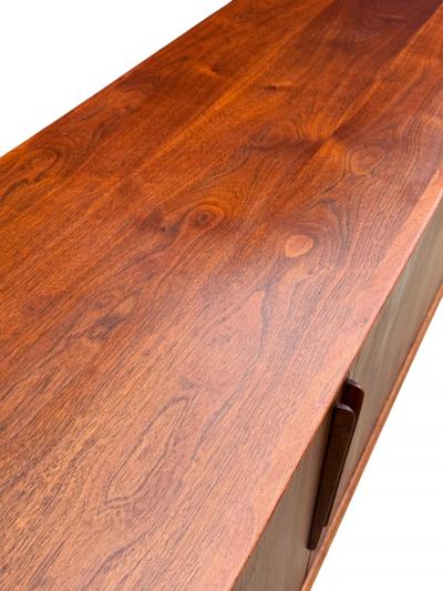 Mid Century Modern Danish Long Teak Credenza with Tambour Doors