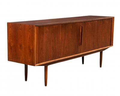 Mid Century Modern Danish Long Teak Credenza with Tambour Doors