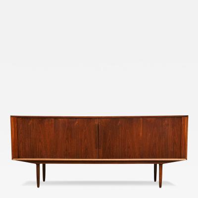Mid Century Modern Danish Long Teak Credenza with Tambour Doors