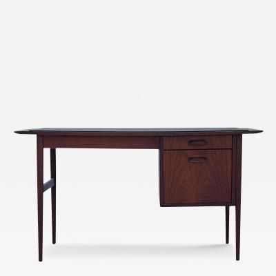 Mid Century Modern Danish Style Walnut Desk with Faux Slate Top