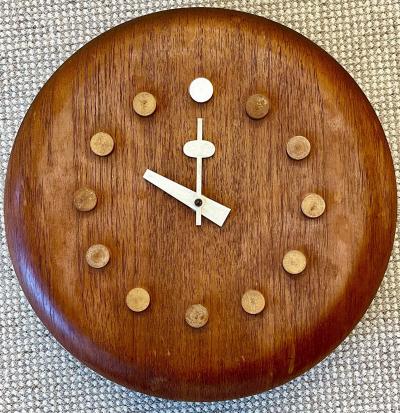 Mid Century Modern Danish Wall Clock by Fritz Hansen George Nelson Teak 1957