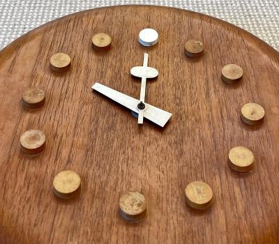 Mid Century Modern Danish Wall Clock by Fritz Hansen George Nelson Teak 1957