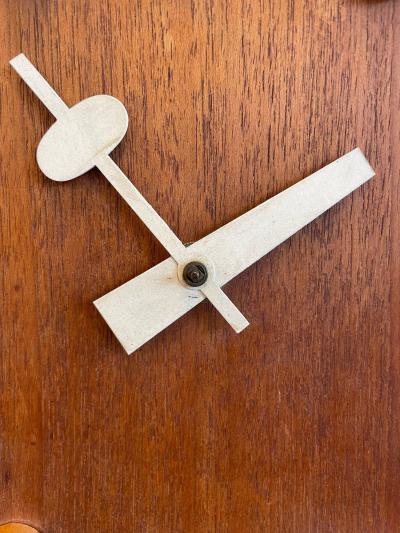 Mid Century Modern Danish Wall Clock by Fritz Hansen George Nelson Teak 1957