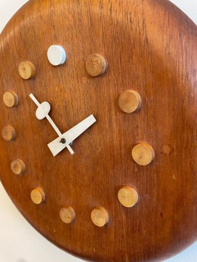 Mid Century Modern Danish Wall Clock by Fritz Hansen George Nelson Teak 1957