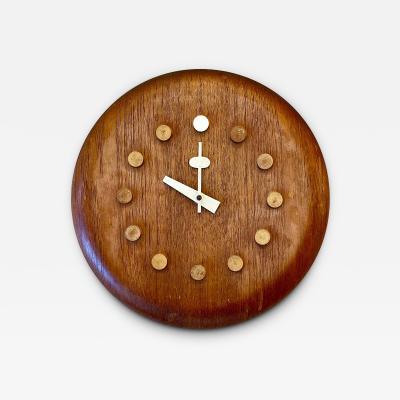 Mid Century Modern Danish Wall Clock by Fritz Hansen George Nelson Teak 1957