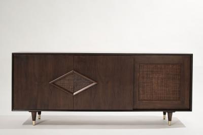 Mid Century Modern Dark Walnut Credenza C 1950s