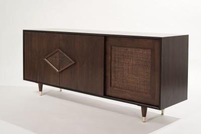 Mid Century Modern Dark Walnut Credenza C 1950s