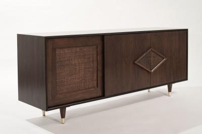 Mid Century Modern Dark Walnut Credenza C 1950s