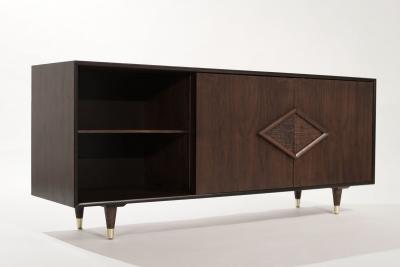 Mid Century Modern Dark Walnut Credenza C 1950s
