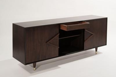 Mid Century Modern Dark Walnut Credenza C 1950s