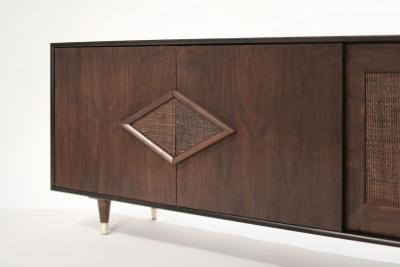 Mid Century Modern Dark Walnut Credenza C 1950s