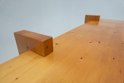 Mid Century Modern Desk with Drawers in Pine Wood