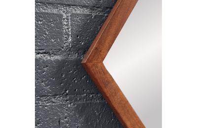 Mid Century Modern Diamond Shape Walnut Wood Mirror