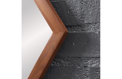Mid Century Modern Diamond Shape Walnut Wood Mirror