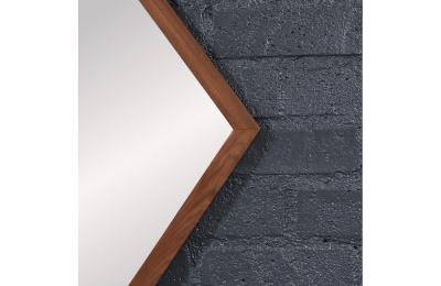 Mid Century Modern Diamond Shape Walnut Wood Mirror