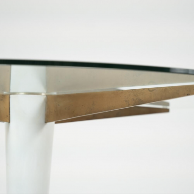 Mid Century Modern Dining Table Carrara Marble Bronze and Glass Italy 1950s