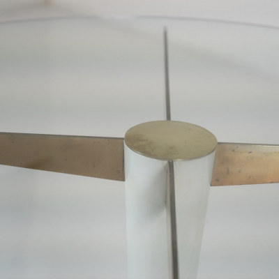 Mid Century Modern Dining Table Carrara Marble Bronze and Glass Italy 1950s